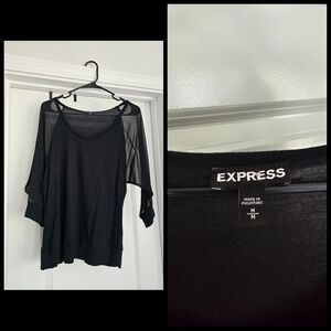Express Black Sheer 3/4 Sleeve Blouse